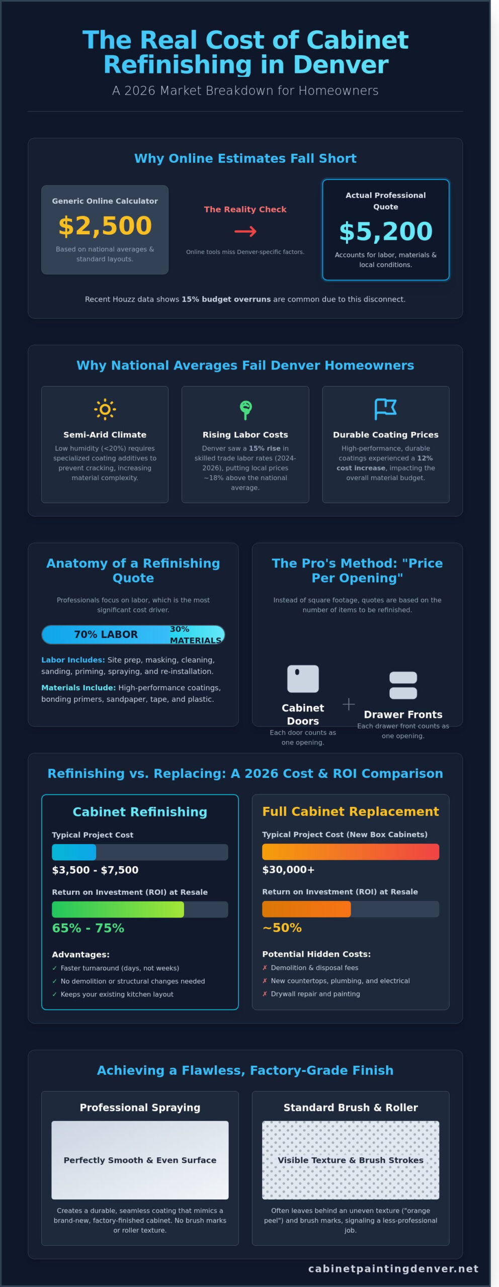 Cabinet Refinishing Price Calculator: 2026 Cost Estimator for Denver Homeowners