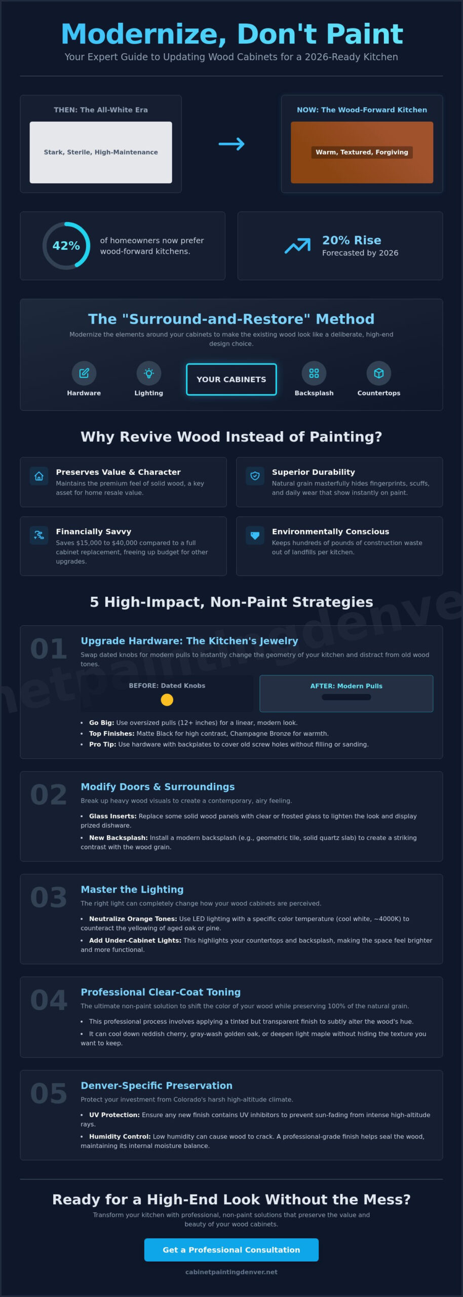 How to Update Wood Cabinets Without Painting: 5 Expert Strategies