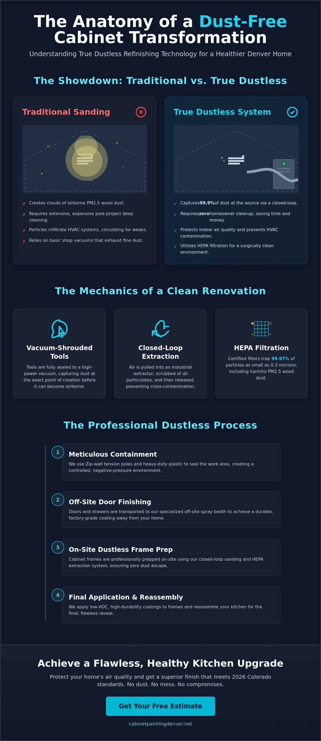 Dustless Cabinet Refinishing in Denver: The 2026 Homeowner’s Guide to a Mess-Free Kitchen