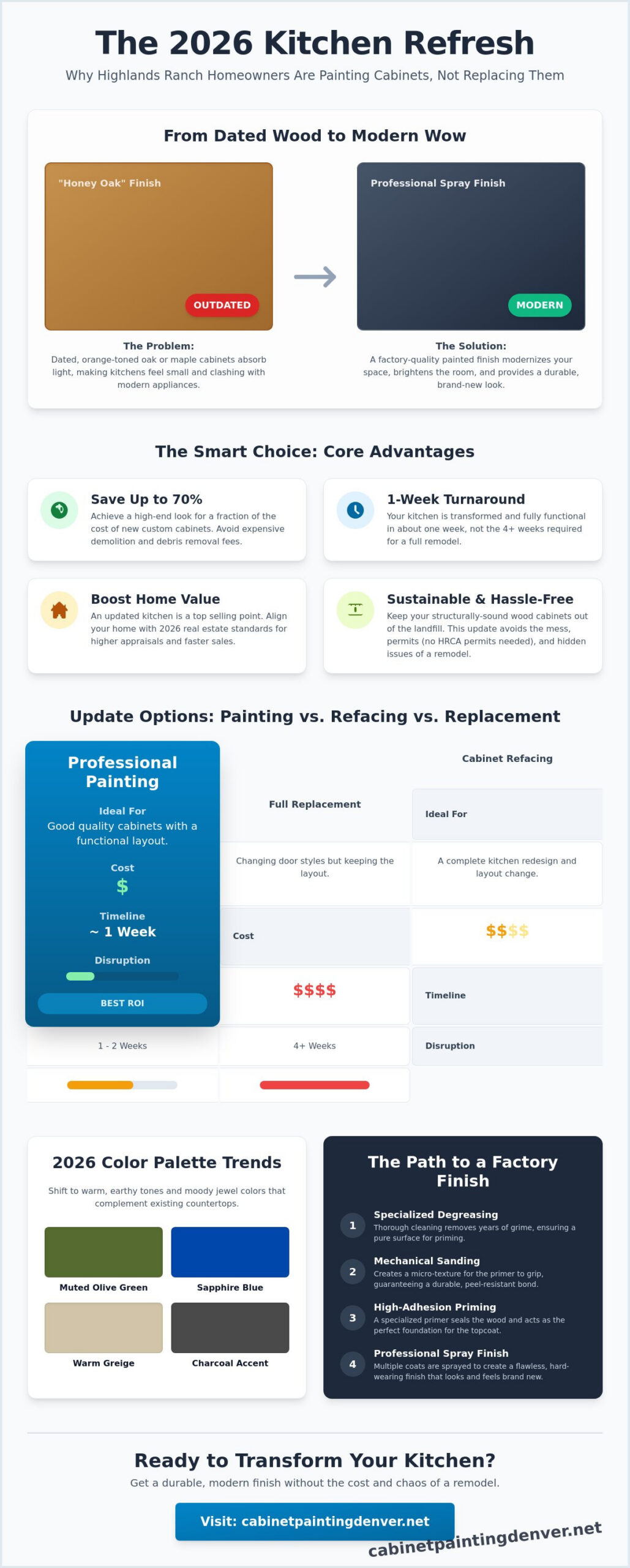Kitchen Cabinet Update Highlands Ranch: Professional Refinishing & Painting Guide 2026